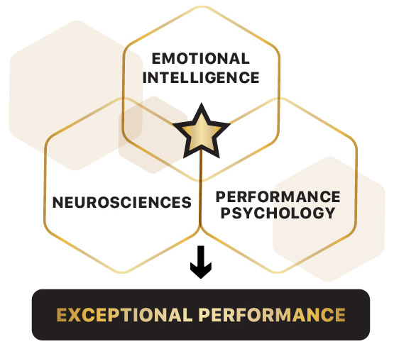Visual combining neuroscience, emotional intelligence, and performance psychology in the workplace